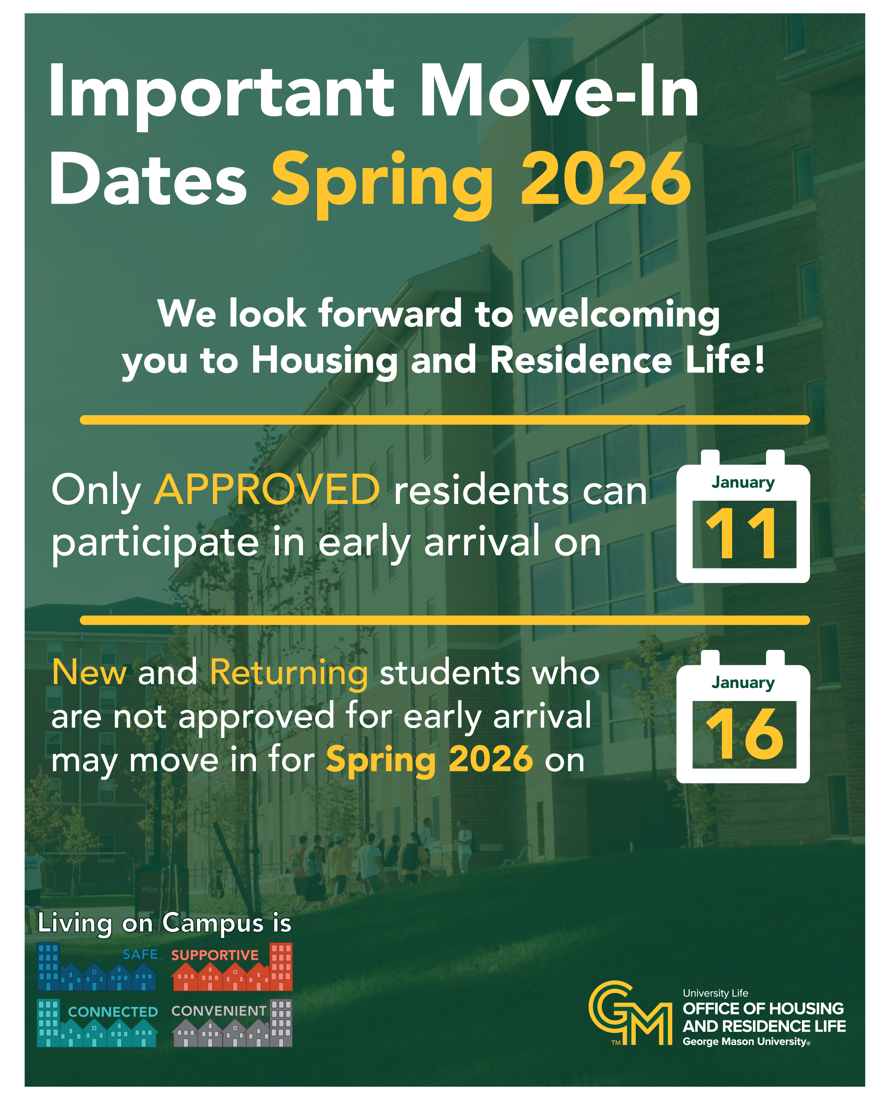 Spring 2026 Semester Housing Reminders | Mason Family Connection